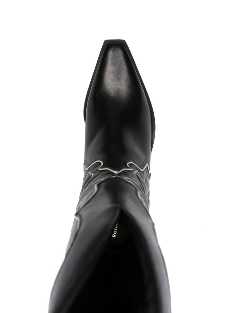 Black Leather Olive Cowboy Boots