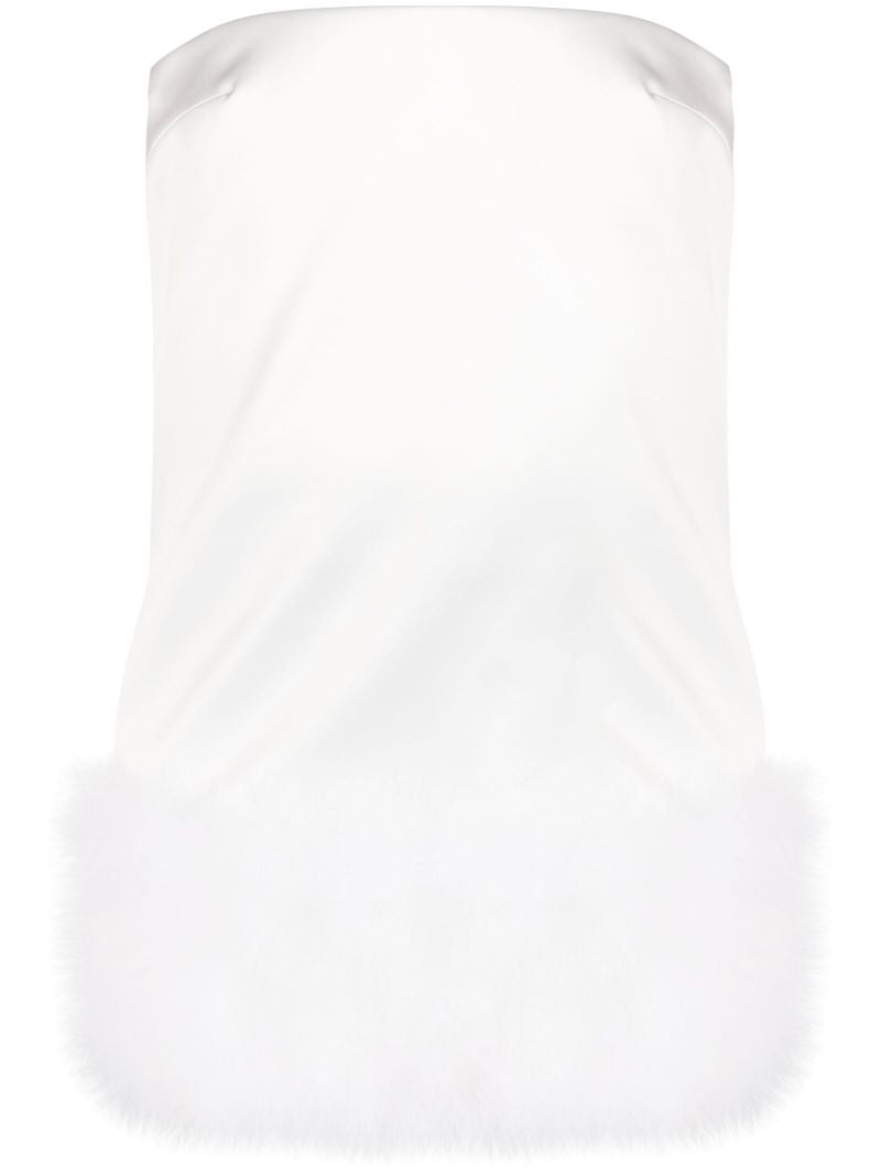 White Blaise Feather-trim Mini Dress