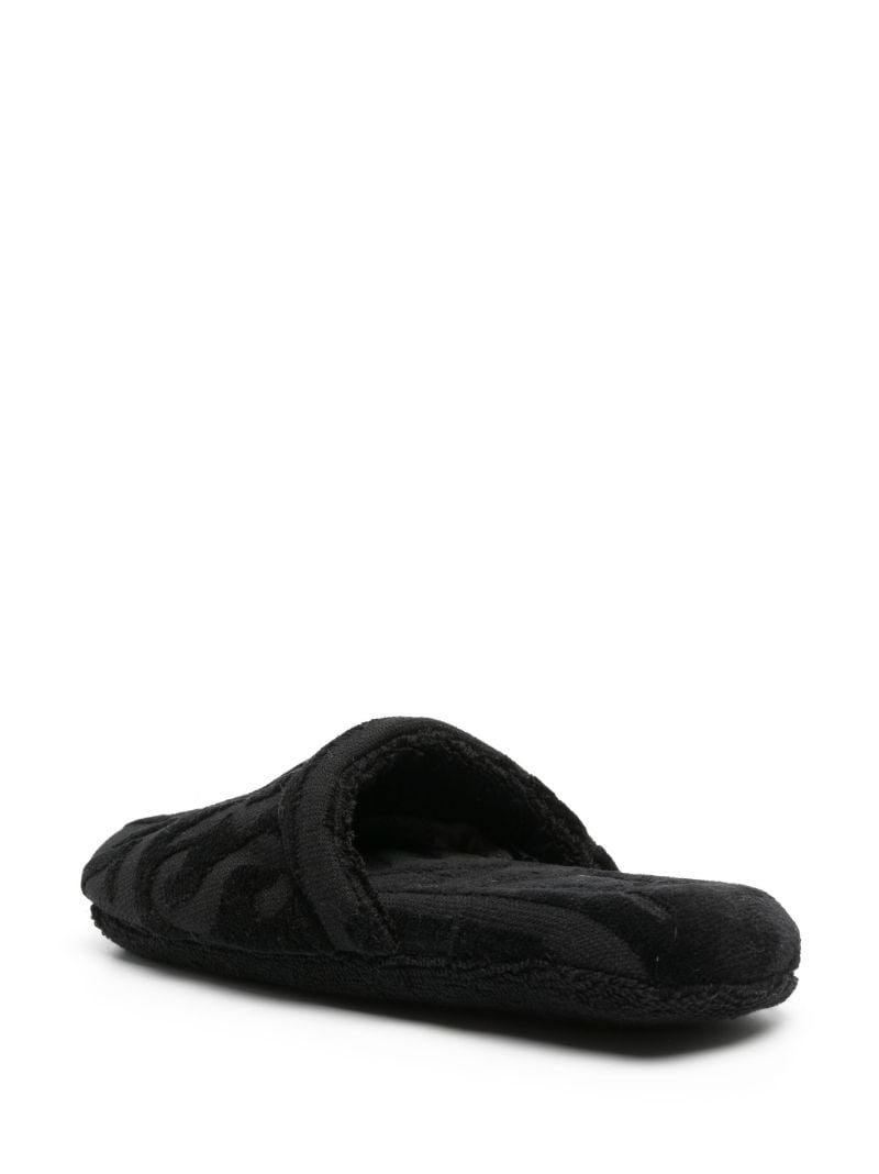Black Logo Towelling Effect Slippers