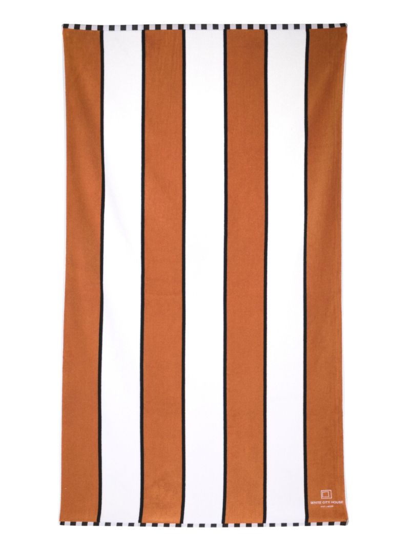 Orange White City House Pool Towel
