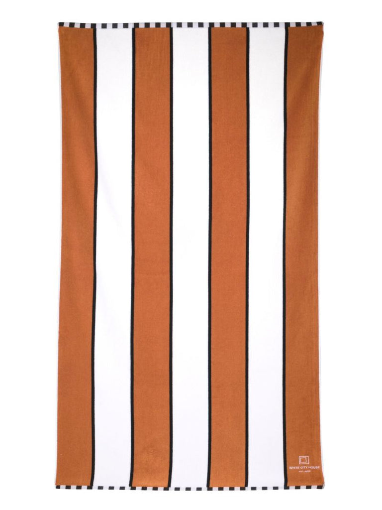 Orange White City House Pool Towel
