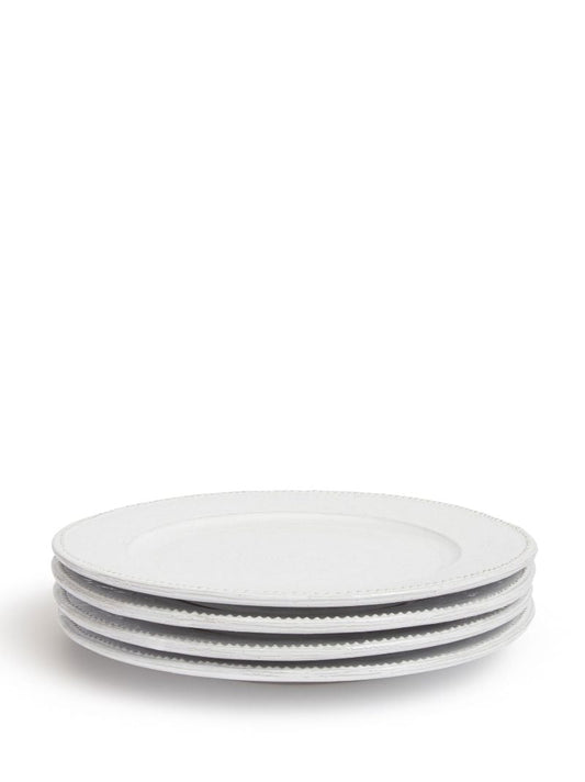 White Hillcrest Stoneware Dinner Plate Set