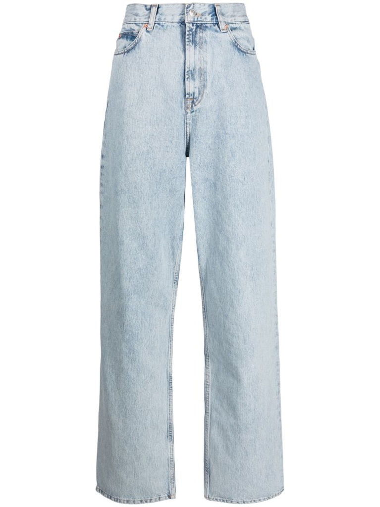Blue Wide-leg Cotton Jeans