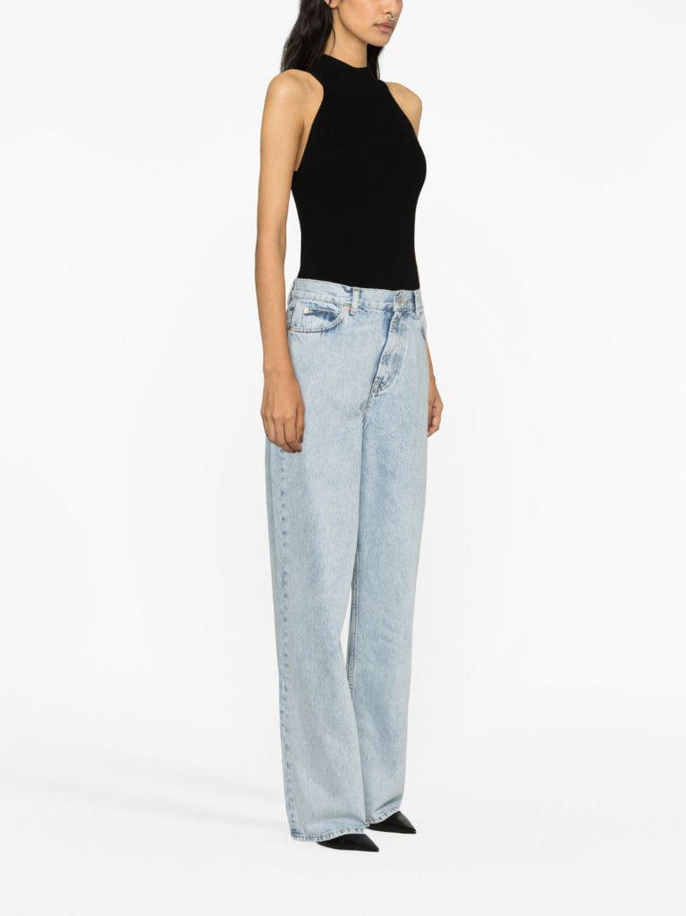 Blue Wide-leg Cotton Jeans