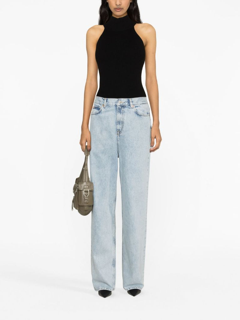 Blue Wide-leg Cotton Jeans