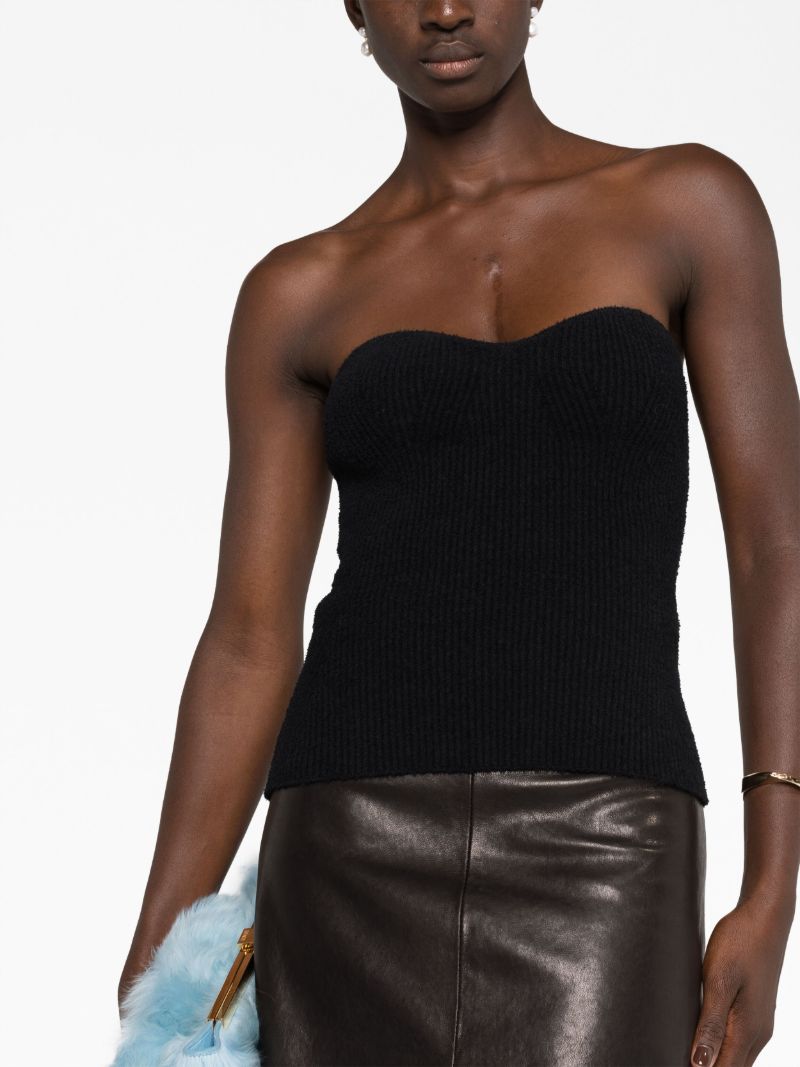 Black Ribbed Strapless Top