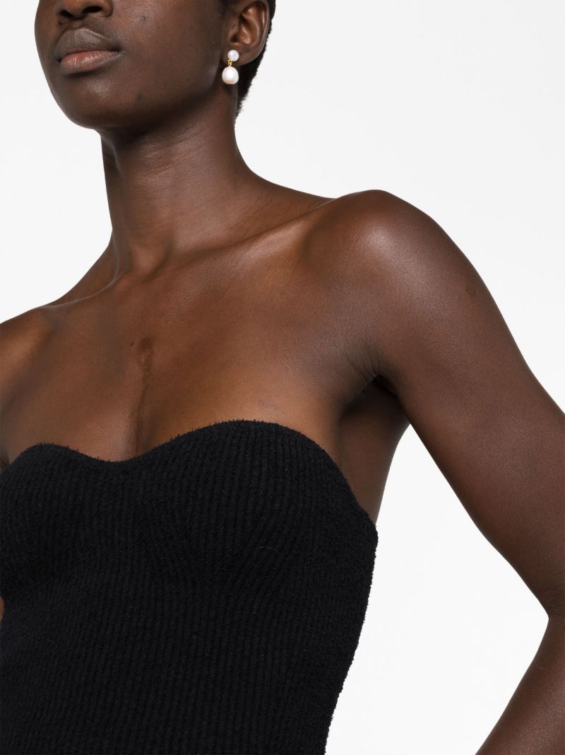 Black Ribbed Strapless Top