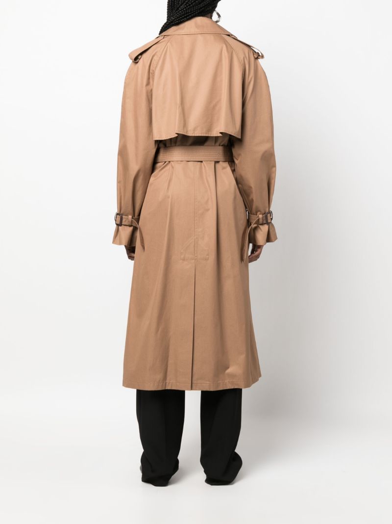 Brown Double-breasted Cotton Trench Coat