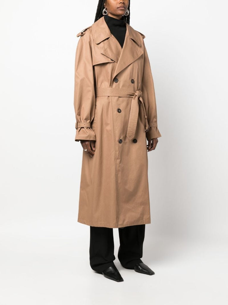 Brown Double-breasted Cotton Trench Coat
