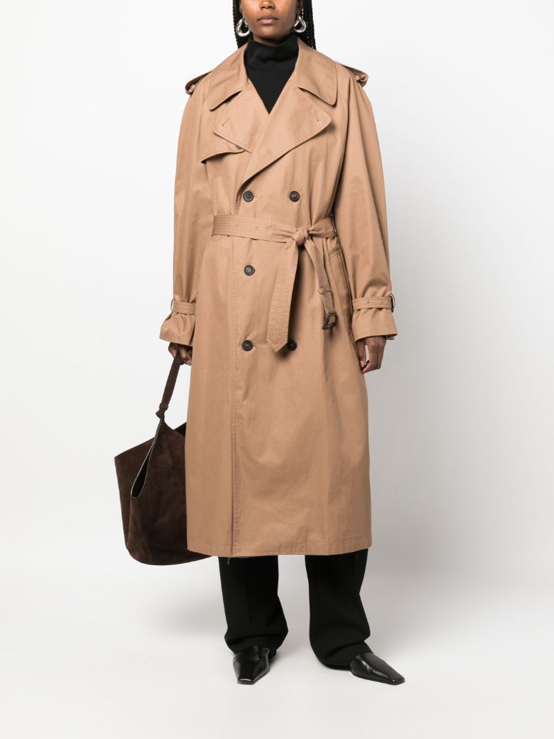 Brown Double-breasted Cotton Trench Coat