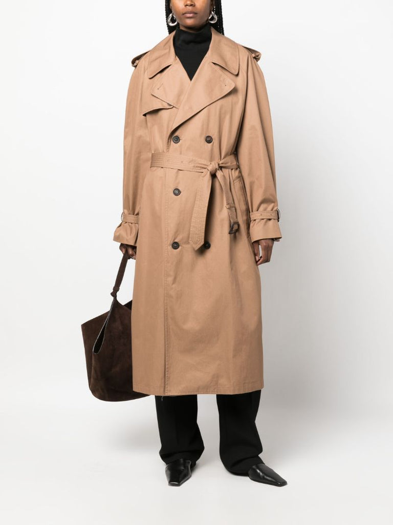 Brown Double-breasted Cotton Trench Coat