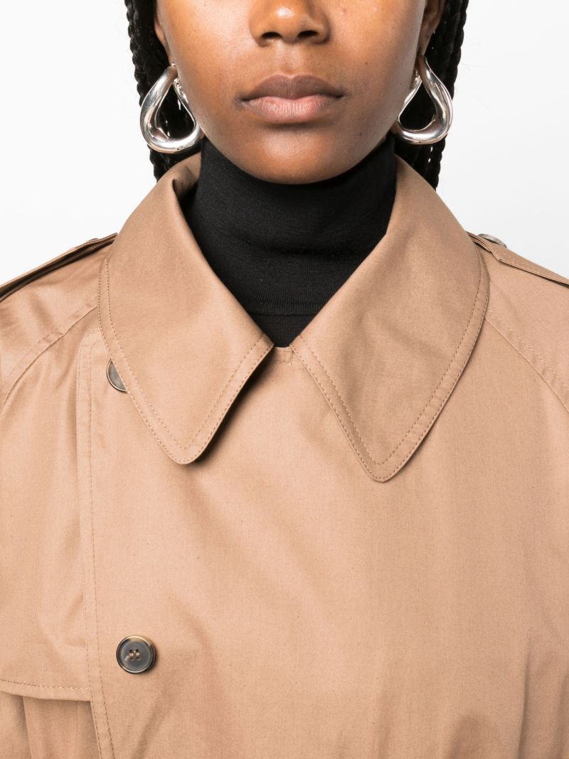 Brown Double-breasted Cotton Trench Coat