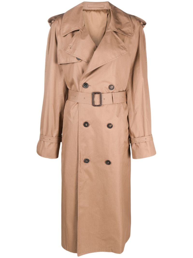 Brown Double-breasted Cotton Trench Coat