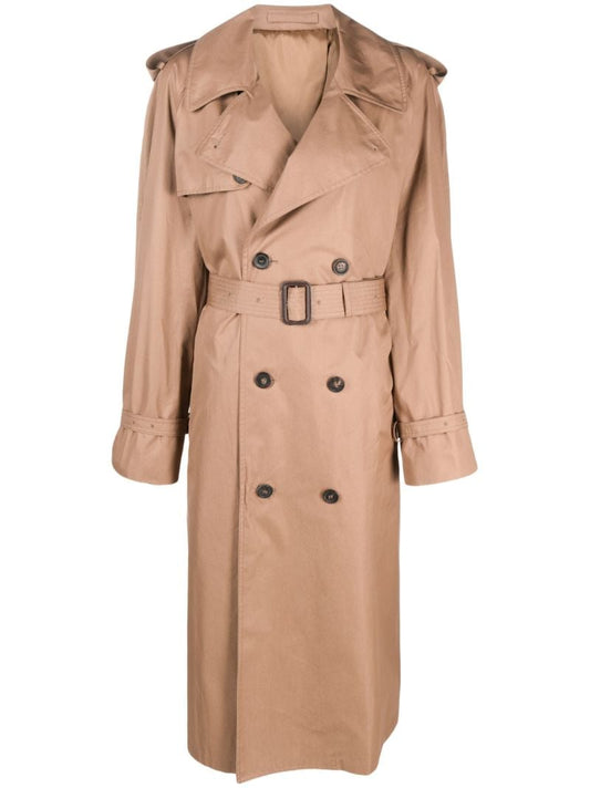 Brown Double-breasted Cotton Trench Coat