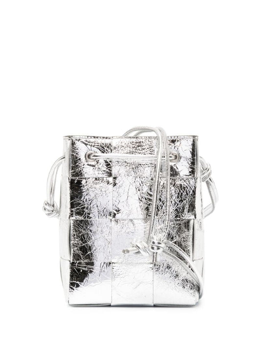 Silver-tone Mini Cassette Bucket Bag