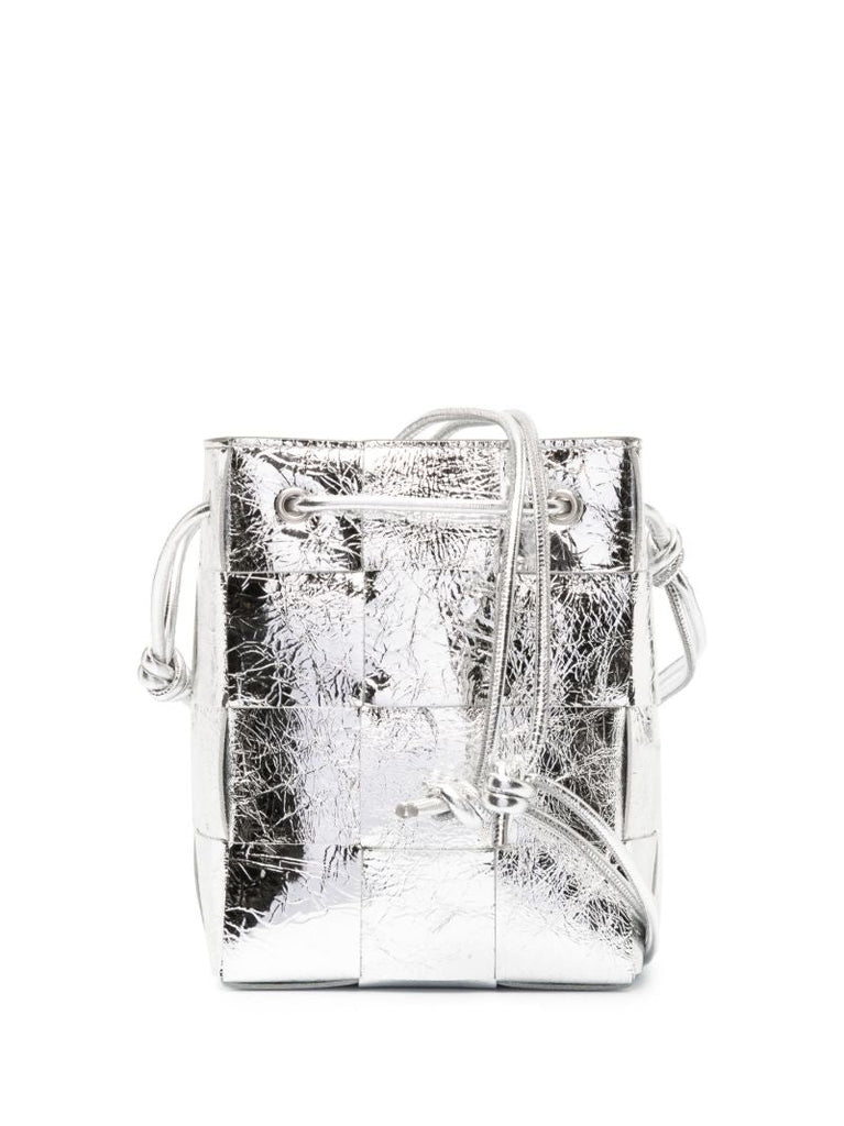 Silver-tone Mini Cassette Bucket Bag