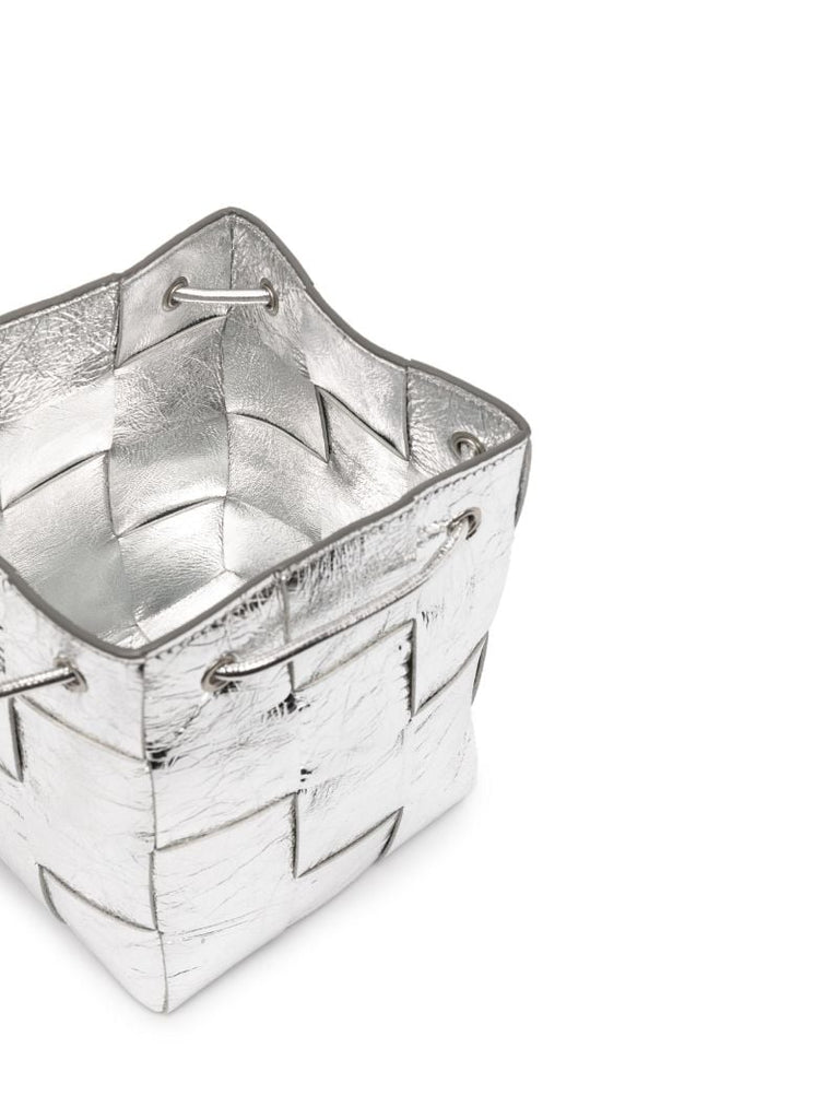 Silver-tone Mini Cassette Bucket Bag