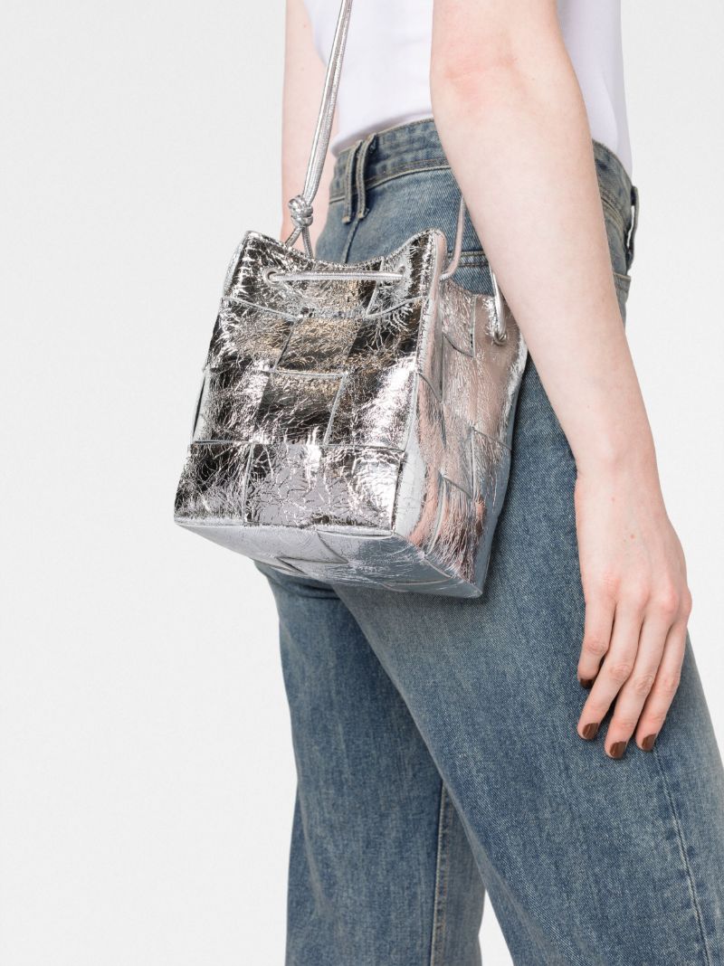 Silver-tone Mini Cassette Bucket Bag