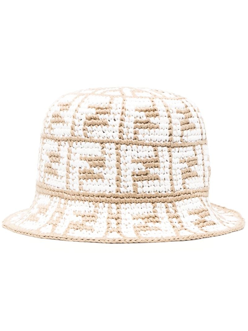 Neutral Ff Woven Bucket Hat