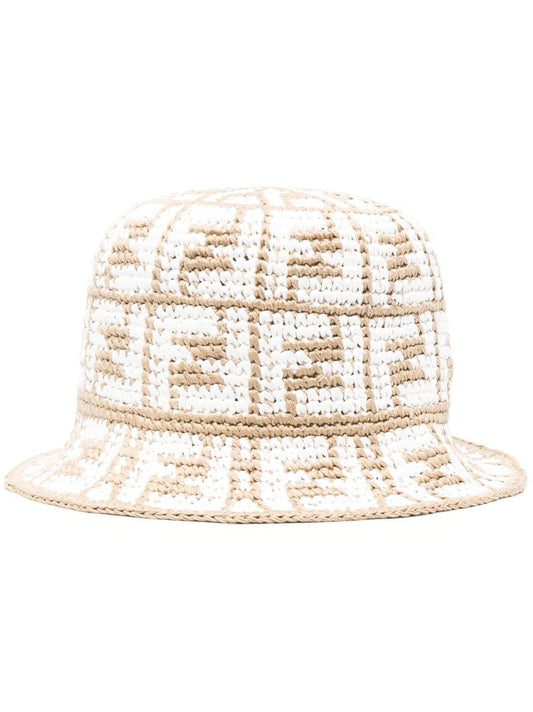 Neutral Ff Woven Bucket Hat