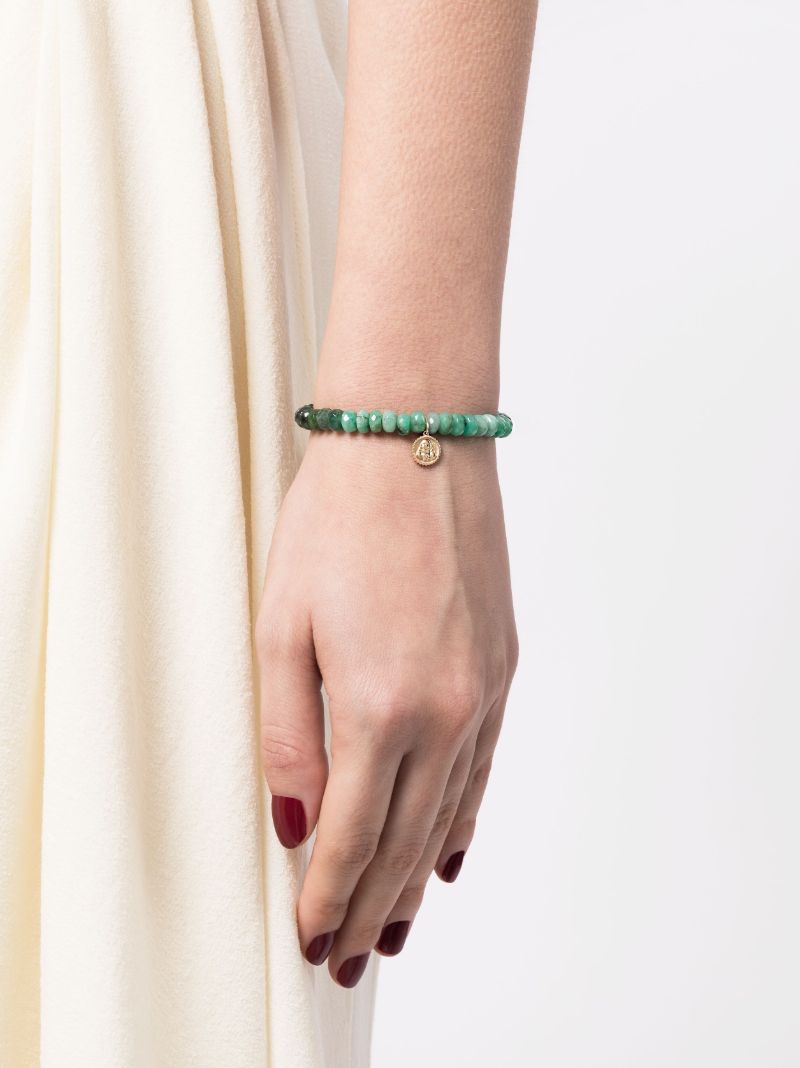 14k Yellow Gold Buddha Coin Emerald Bracelet