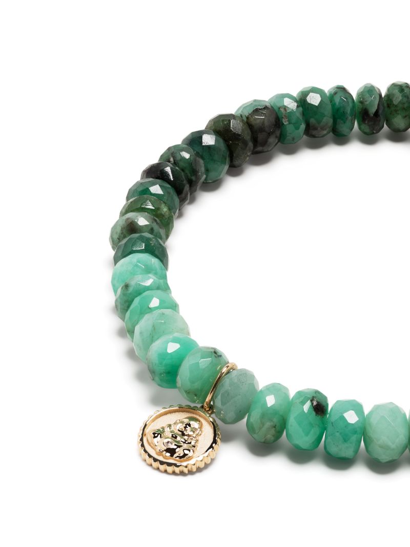 14k Yellow Gold Buddha Coin Emerald Bracelet