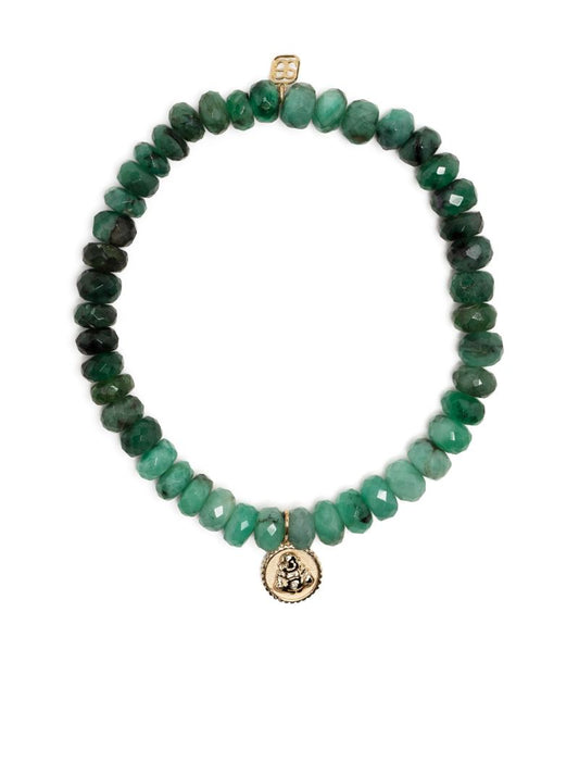 14k Yellow Gold Buddha Coin Emerald Bracelet