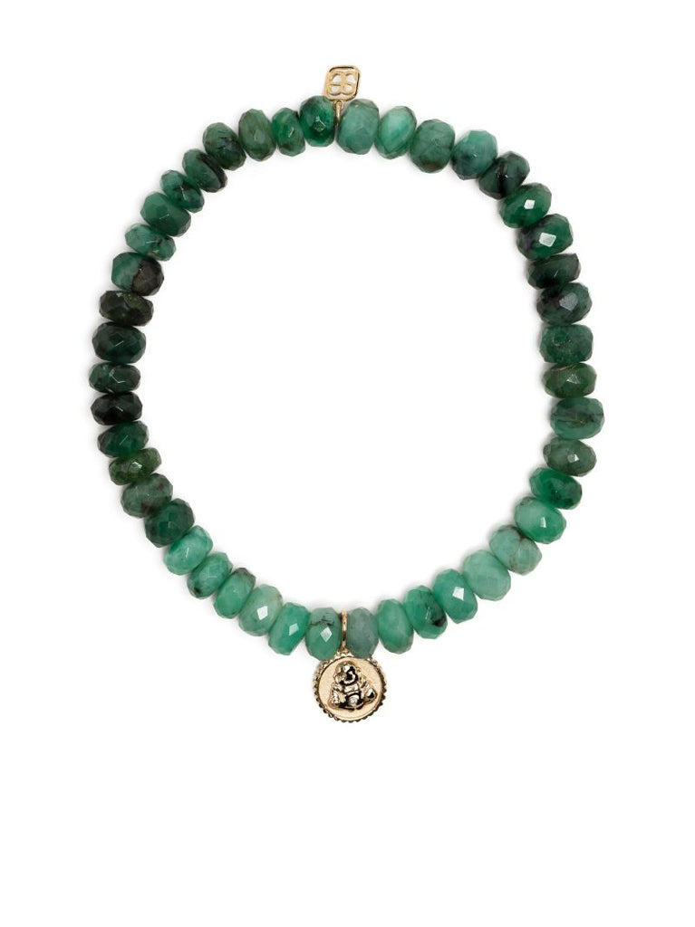 14k Yellow Gold Buddha Coin Emerald Bracelet