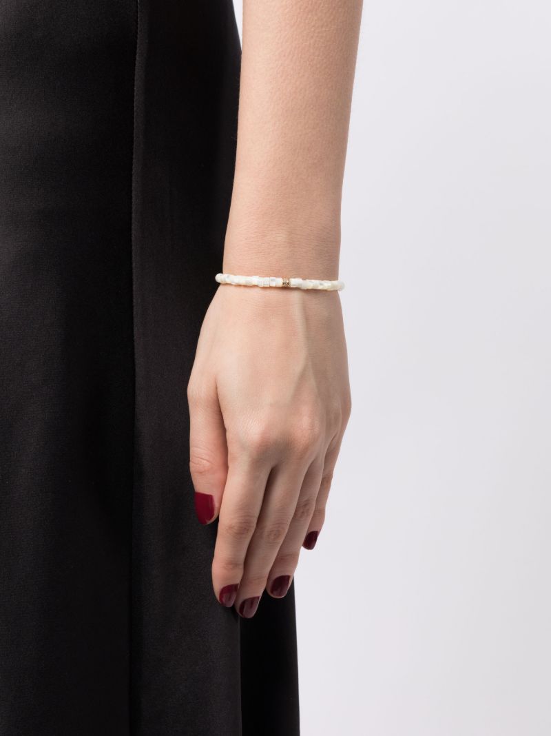 14k Yellow Gold Mother of Pearl and Diamond Bracelet