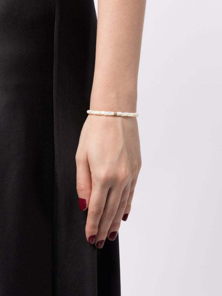 14k Yellow Gold Mother of Pearl and Diamond Bracelet