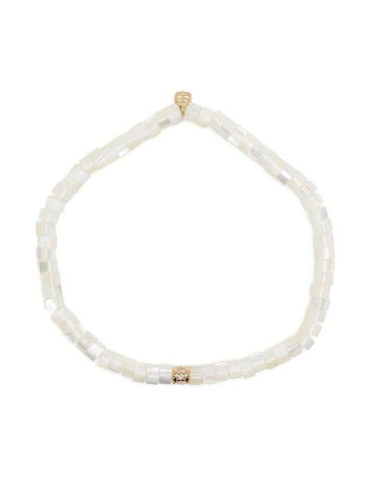 14k Yellow Gold Mother of Pearl and Diamond Bracelet