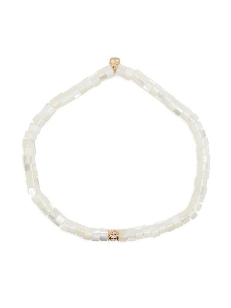 14k Yellow Gold Mother of Pearl and Diamond Bracelet