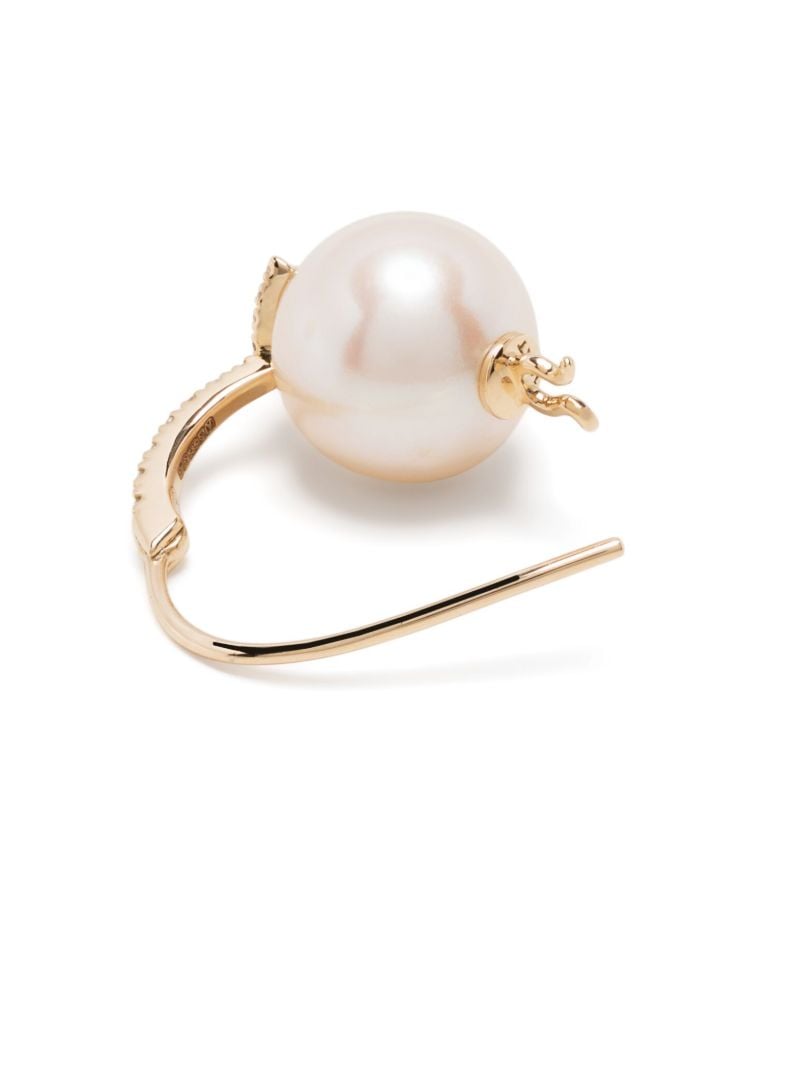 14k Yellow Gold Evil Eye Pearl and Diamond Earrings