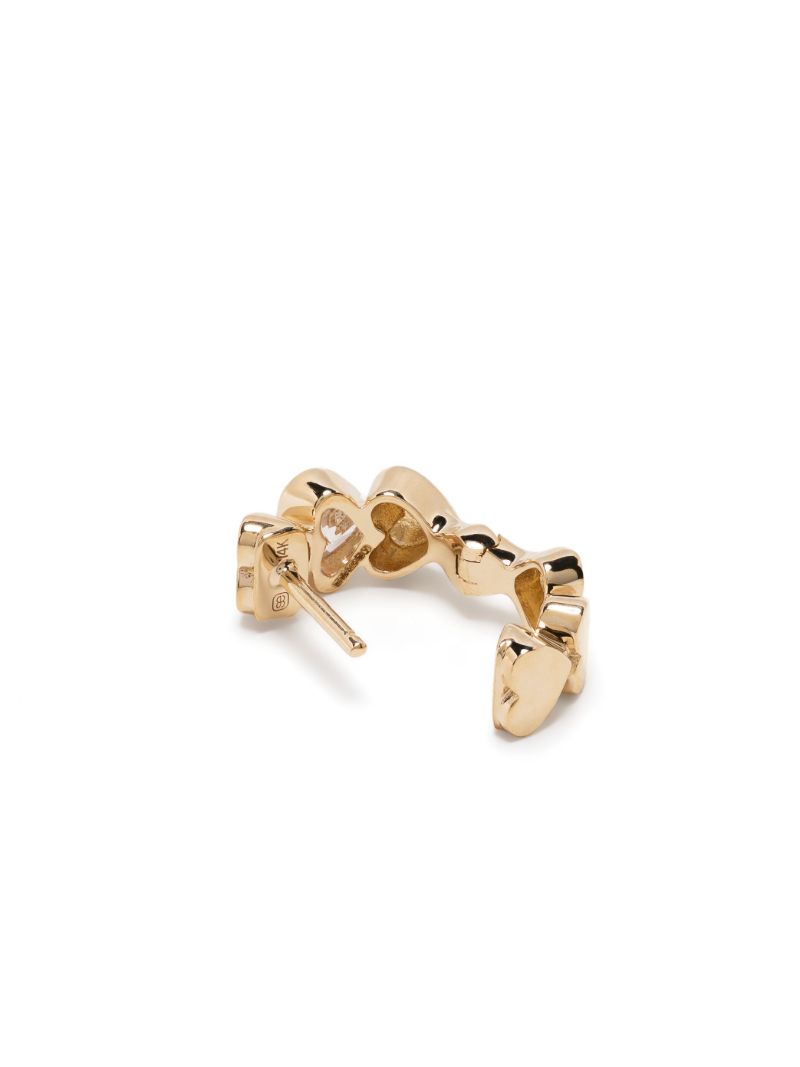 14k Yellow Gold Heart Diamond Single Huggie Hoop Earring