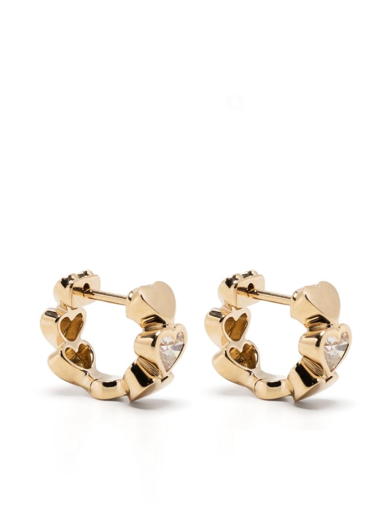 14k Yellow Gold Heart Diamond Single Huggie Hoop Earring