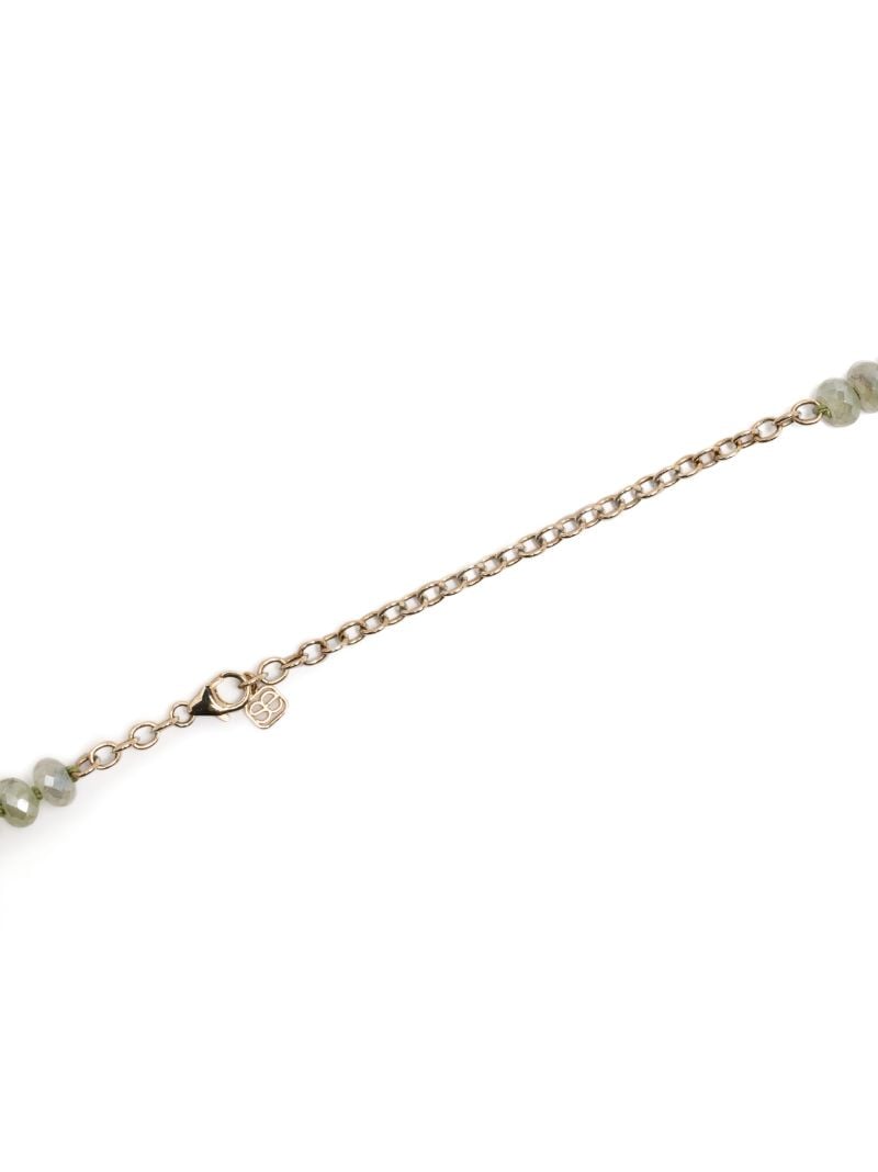 14k Yellow Gold Starbust Prehnite and Diamond Neckalce