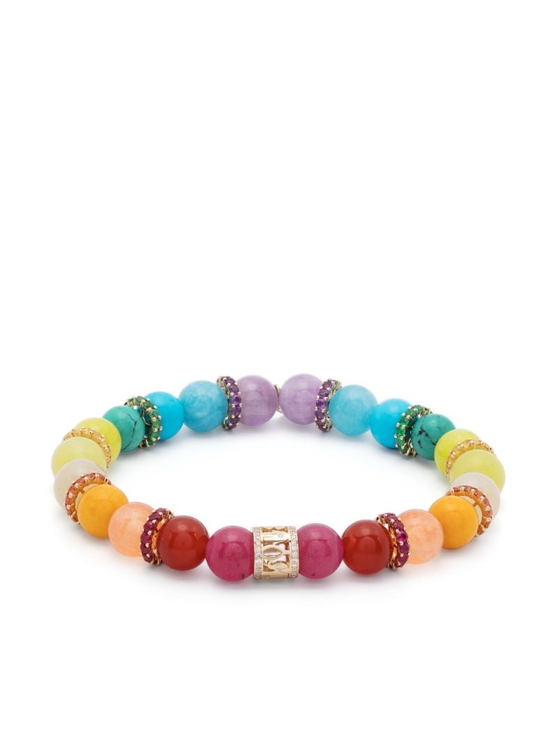14k Yellow Gold Rainbow Sapphhire and Diamond Bracelet