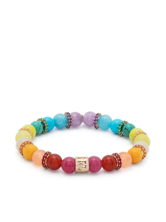 14k Yellow Gold Rainbow Sapphhire and Diamond Bracelet