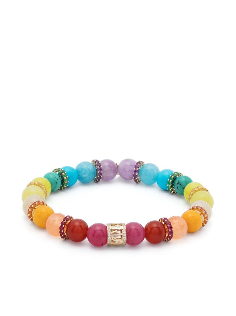 14k Yellow Gold Rainbow Sapphhire and Diamond Bracelet