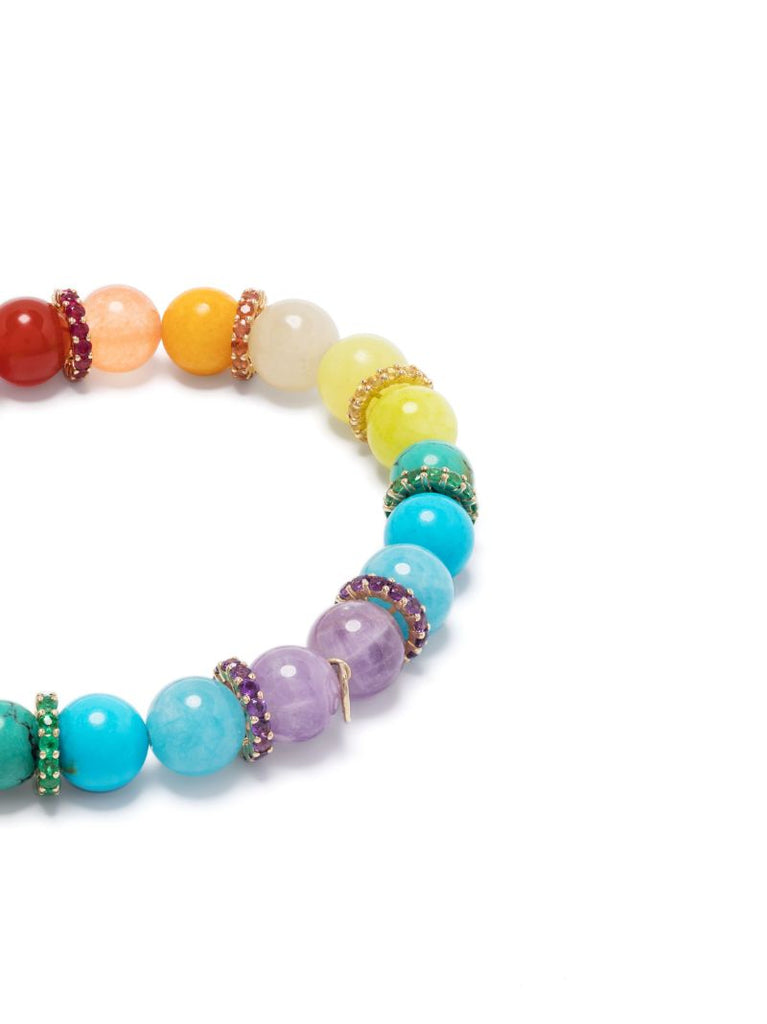 14k Yellow Gold Rainbow Sapphhire and Diamond Bracelet