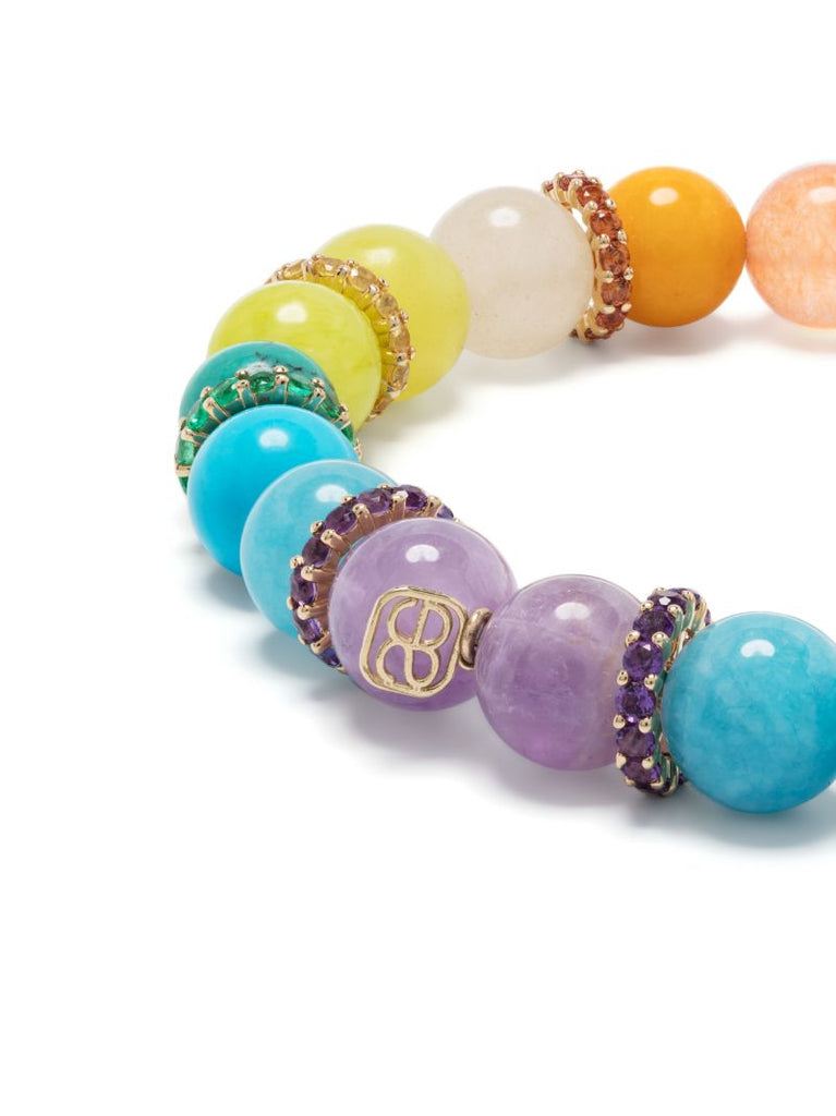14k Yellow Gold Rainbow Sapphhire and Diamond Bracelet