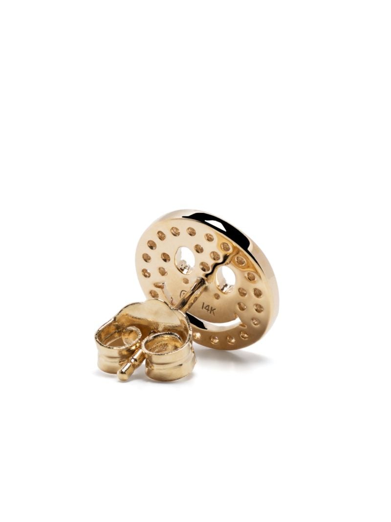 14k Yellow Gold Happy Face Diamond Single Stud Earring
