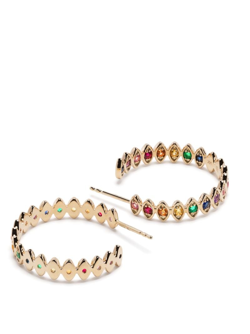 14k Yellow Gold Marquise Eye Medium Sapphire Hoop Earrings