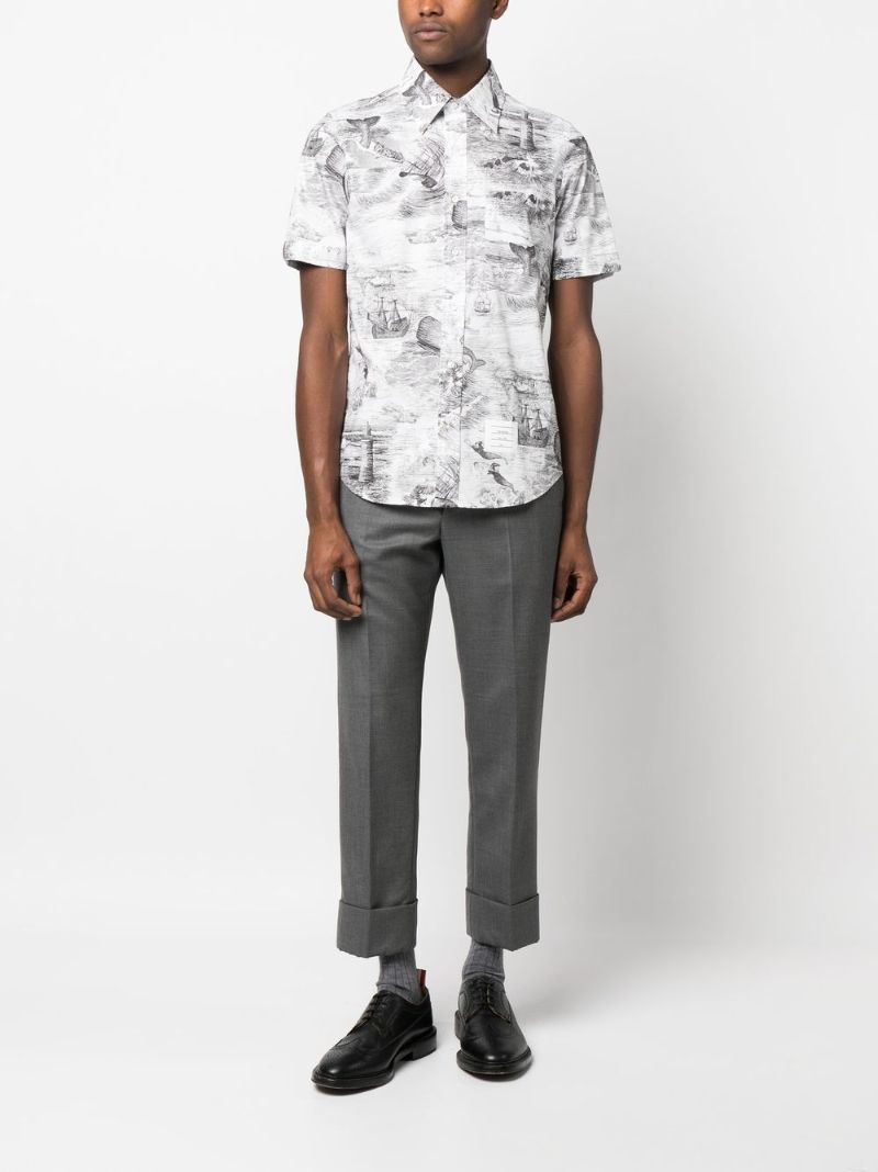 Black Moby Dick Print Shirt