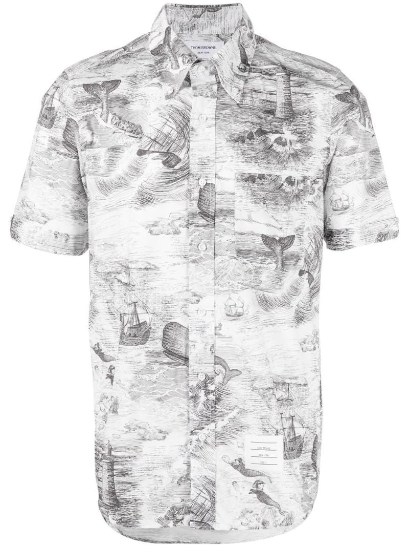 Black Moby Dick Print Shirt