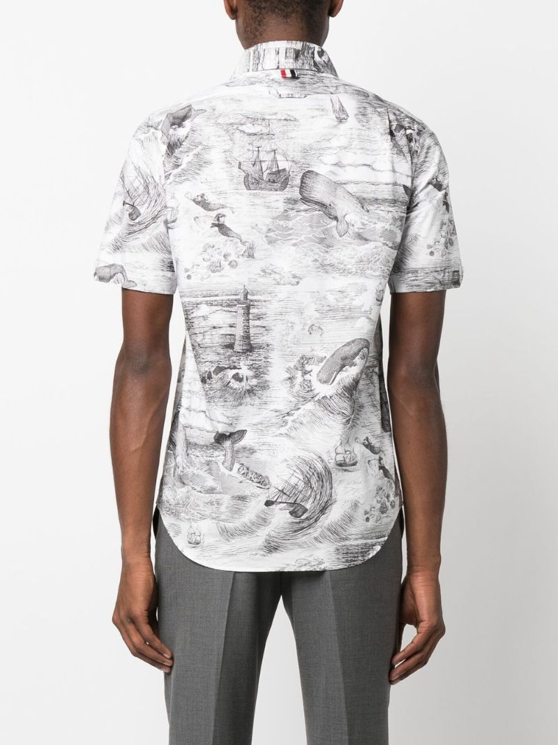 Black Moby Dick Print Shirt