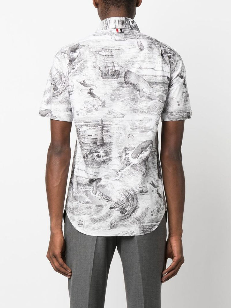 Black Moby Dick Print Shirt