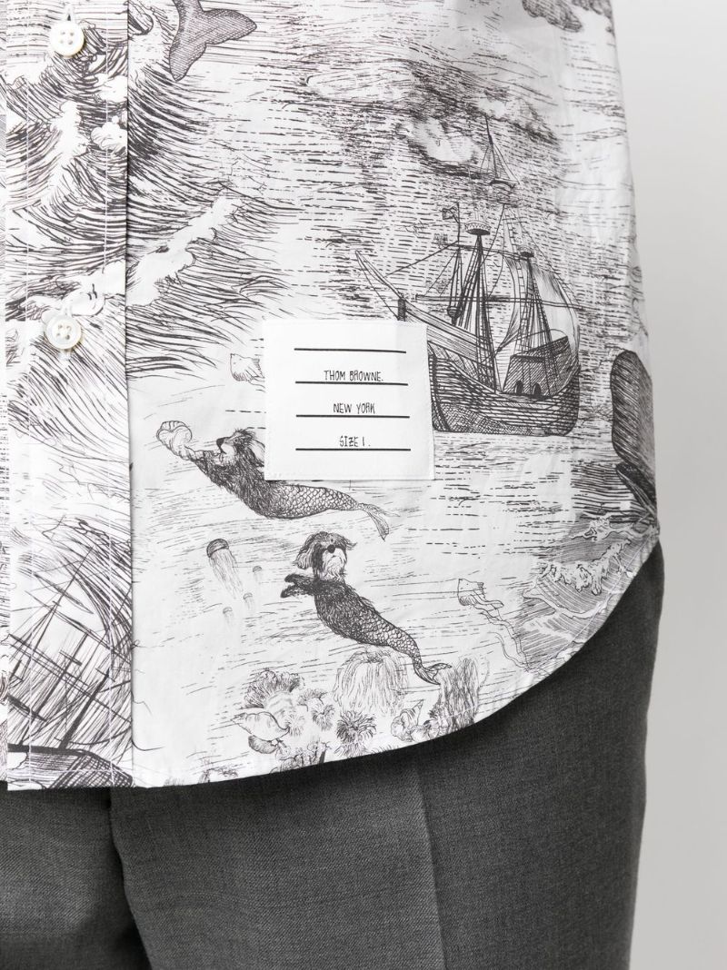 Black Moby Dick Print Shirt