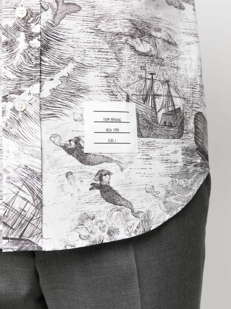 Black Moby Dick Print Shirt