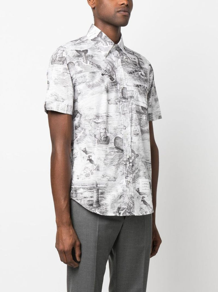 Black Moby Dick Print Shirt